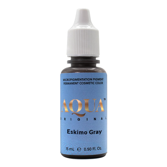 Aqua Ekimo Gray PMU pigment bottle – professional cool gray eyebrow pigment for permanent makeup artists.