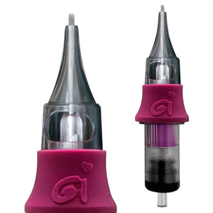 OMG PMU 14RS cartridge needle with 0.25 mm pins, polished long taper, for permanent makeup shading.