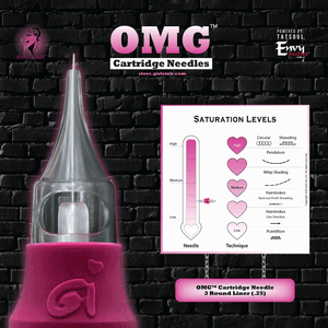 OMG cartridge needle 3 round liner(.25) for permanent makeup with saturation guide graphic
