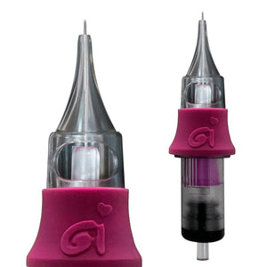 OMG PMU 5RS needle cartridge with 0.25mm pins and long taper design.