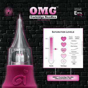 OMG cartridge needle 5 Round Liner (.25) for permanent makeup with saturation guide graphic