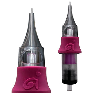 Permanent makeup saturation levels diagram illustrating high, medium, and low saturation techniques using an 8RS needle.