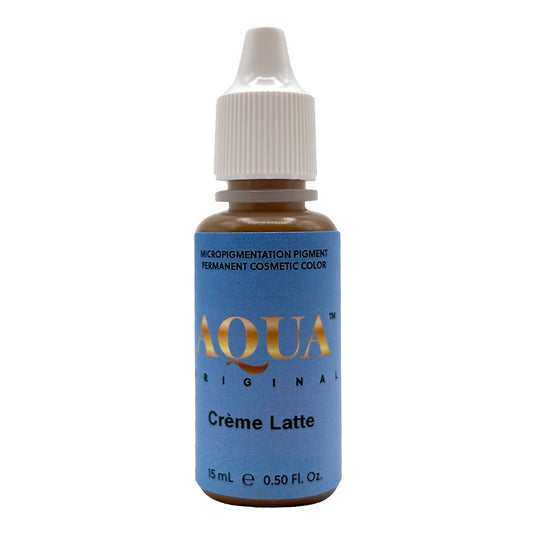 Aqua Creme Latte pigment bottle, ideal for blonde brows on fair to light skin with cool or pink undertones.