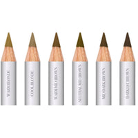 Set of six Blush to Bold brow pencils in varying shades with a deluxe sharpener, designed for precise ombré brow creation.