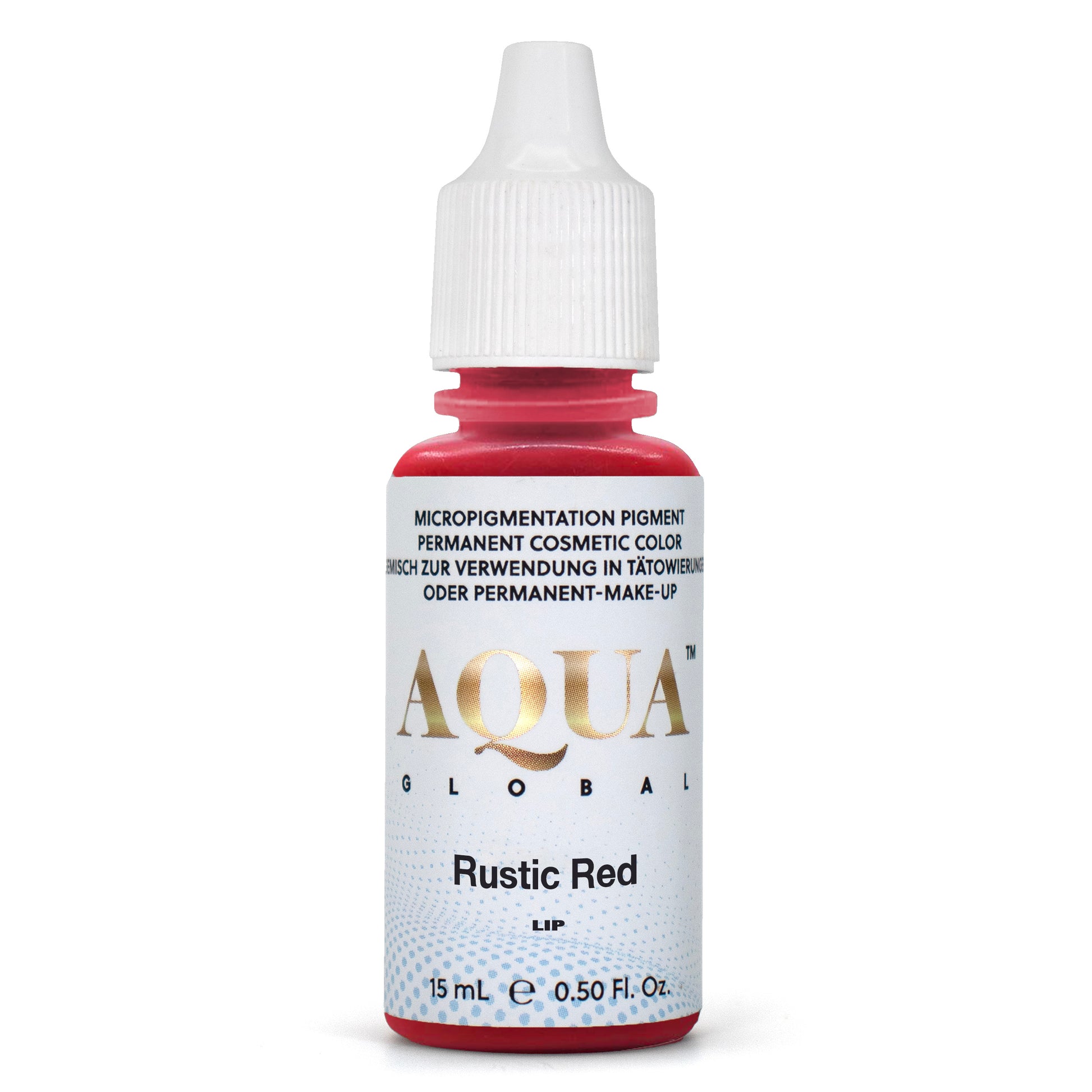 Aqua Global Rosewood lip pigment bottle for micropigmentation, a soft rose-toned PMU pigment used by professional permanent makeup artists.