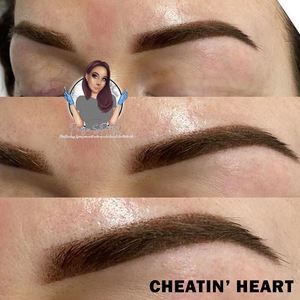 Healed eyebrow results using Cheatin’ Heart brow pigment by Li Pigments.