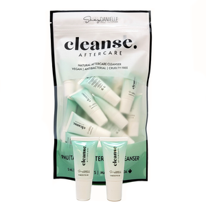 Package of Cleanse Aftercare by Shay Danielle containing multiple 5ml tubes for PMU and tattoo healing, displayed on a white background.