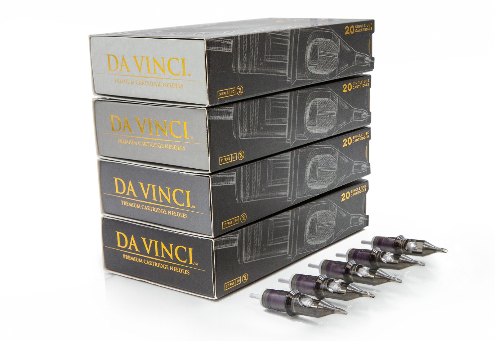 Da Vinci Premium PMU Cartridge Needles – box of 20 professional single-use cartridges for permanent makeup artists. Stainless-steel needles with a medical-grade safety membrane to prevent backflow and ensure sterile, consistent pigment flow. Ideal for brows, lips, eyeliner and areola tattooing. Ergonomic finger ledge for comfort and control. EO gas sterilized and trusted by PMU professionals worldwide.

