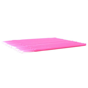 Pink disposable microbrush applicators – professional single-use precision tools for PMU, lash, and cosmetic use. Lint-free flexible tips ideal for pigment, numbing, or cleanser application.
