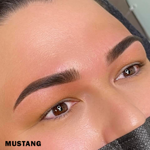 Close-up of healed eyebrows created with Mustang brow pigment by Li Pigments.