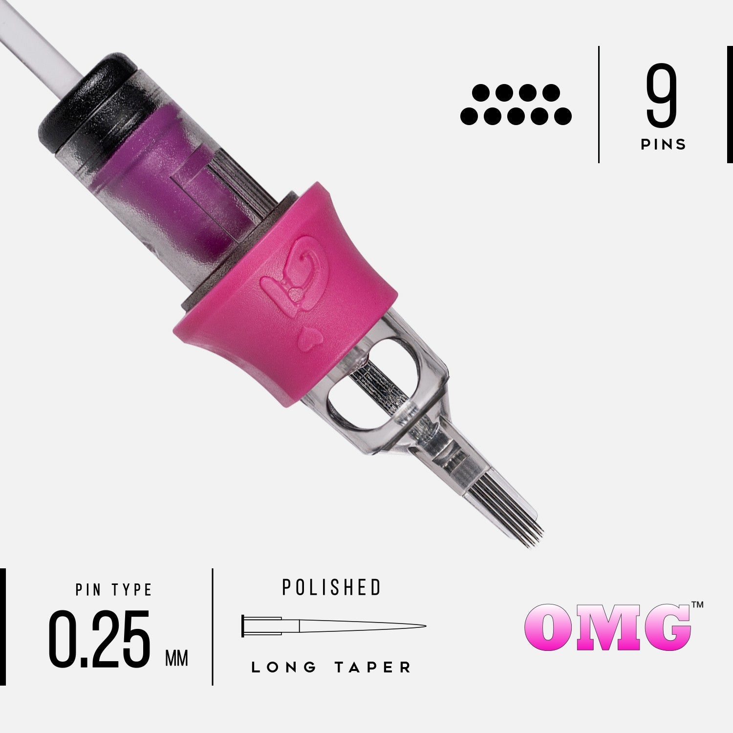OMG Needles® – 9 Curved Magnum (.25mm / #8) – Box of 20