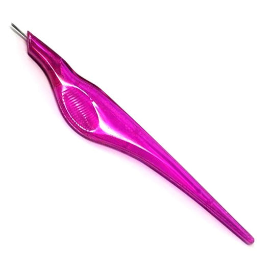 Softap 8 Round Manual Shader hand tool with pink ergonomic handle. Professional permanent makeup shader designed for manual pigment implantation on brows, lips, eyeliner, removal and areola work. The Softap 8R configuration allows for soft, even shading and smooth color gradients without the use of a machine. 
