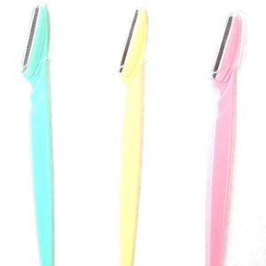 Set of three pastel Twinkle eyebrow razors used for eyebrow grooming.