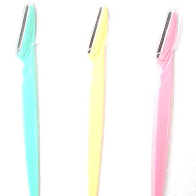 Set of three pastel Twinkle eyebrow razors used for eyebrow grooming.