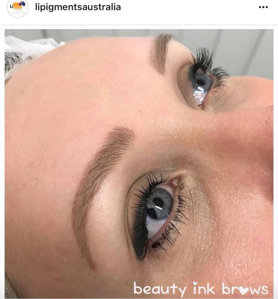 Healed brow result using Aqua Beautiful Blonde pigment by Beauty Ink Brows – soft, natural blonde tone after one session with no modifier.