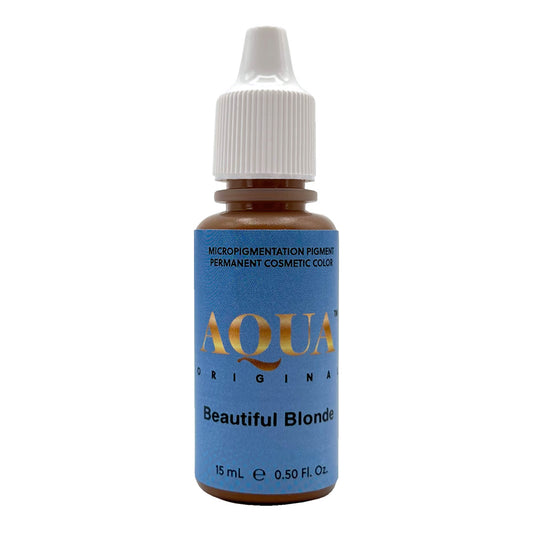 Aqua Beautiful Blonde Pigment – 15mL bottle of warm medium-to-dark blonde inorganic pigment with yellow base.