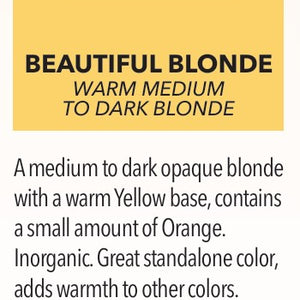 Aqua Beautiful Blonde pigment ingredients – CI chart showing warm yellow-based inorganic formula with a hint of orange.