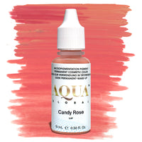 Aqua Candy Rose PMU lip pigment in a warm pink shade for permanent makeup artists, ideal for lip blush and soft natural lip tint results.