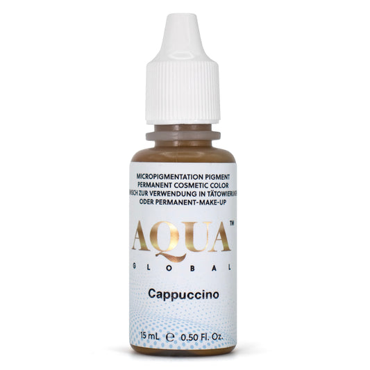 Aqua Cappuccino Eyebrow Pigment – A soft, light neutral brown perfect for enhancing light blondes and soft brunettes with subtle definition.