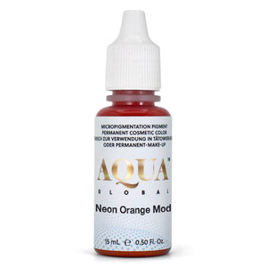 Aqua Global Neon Orange Mod PMU pigment bottle for color correction and warm adjustments in permanent makeup procedures.