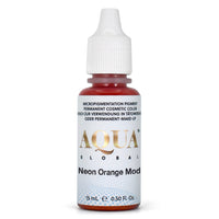 Aqua Global Neon Orange Mod PMU pigment bottle for color correction and warm adjustments in permanent makeup procedures.
