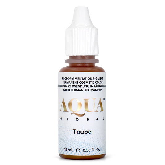 Aqua Global Taupe pigment bottle for soft, natural-looking brows