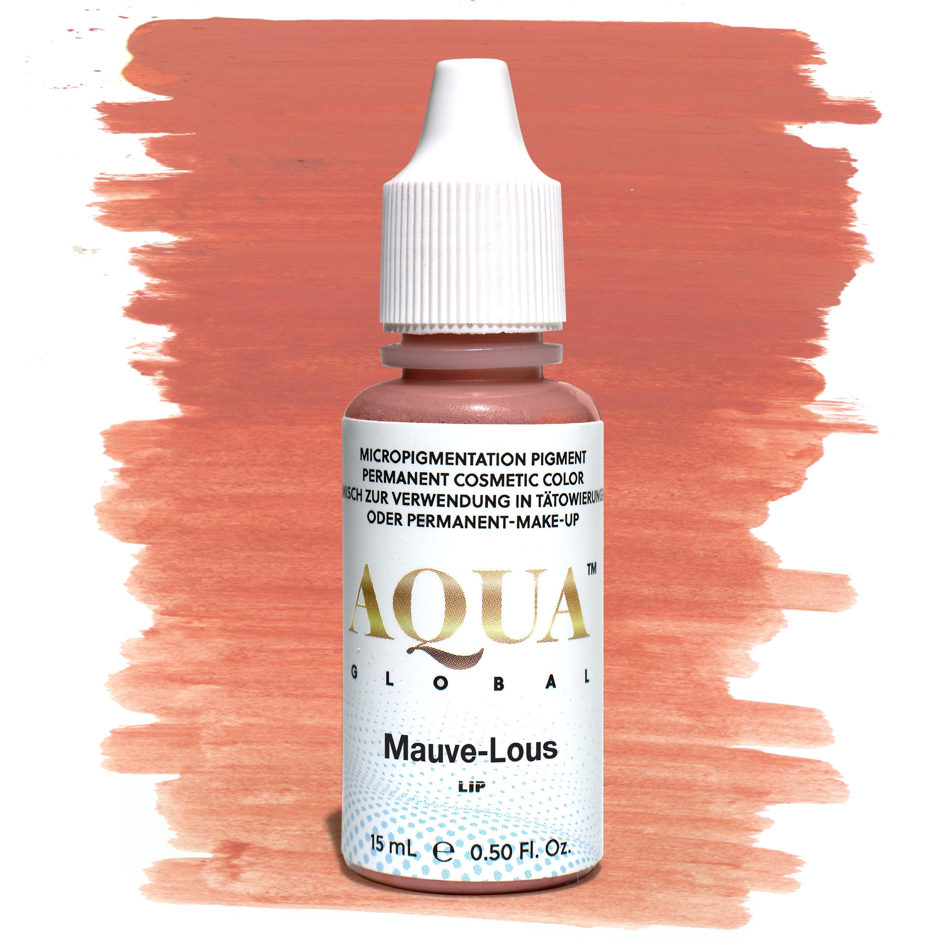 Aqua PMU Mauve-Lous lip pigment bottle in a neutral mauve shade for permanent makeup artists, suitable for soft lip blush and natural healed results.