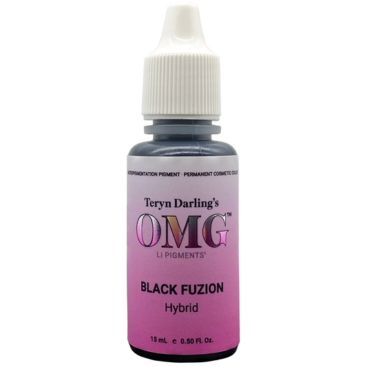 Black Fuzion OMG eyeliner pigment – rich, intense black formula for bold, long-lasting eyeliner results.