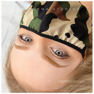 Healed blonde powder brows using LI Loaded Cowgirl pigment by Kim Zen at Zen Derma Studios.

