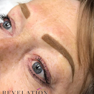 Permanent brows created with Aqua Brève using a single needle and 5 round shader by Bryony Fay Parry.