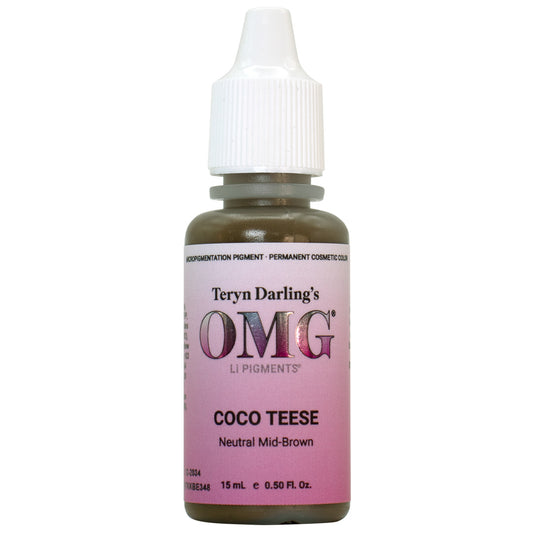 Coco Teese OMG Brow Pigment – 15mL bottle of neutral mid-brown pigment for permanent brows.
