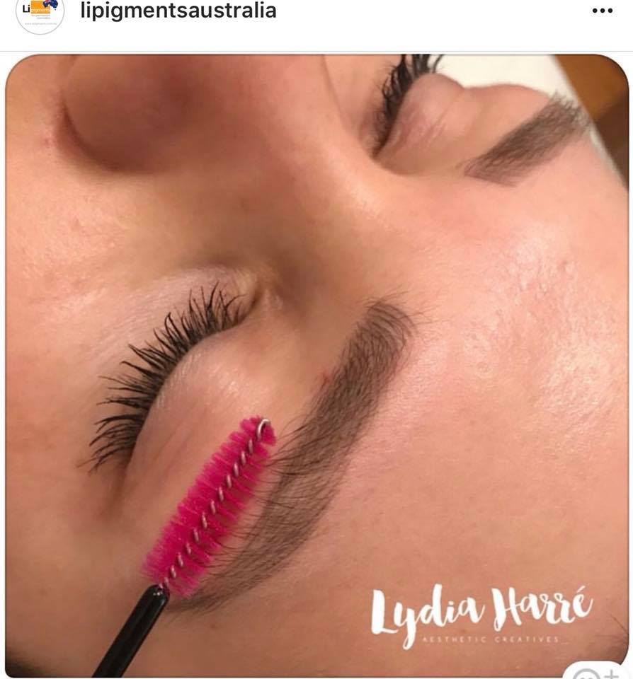 Healed PMU brows using Velvet Dark Toffee and Ultra Gray pigment, created by Lydia Harré.