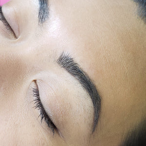 Healed brow result using diluted Loaded Maverick pigment with a big needle for soft shading.