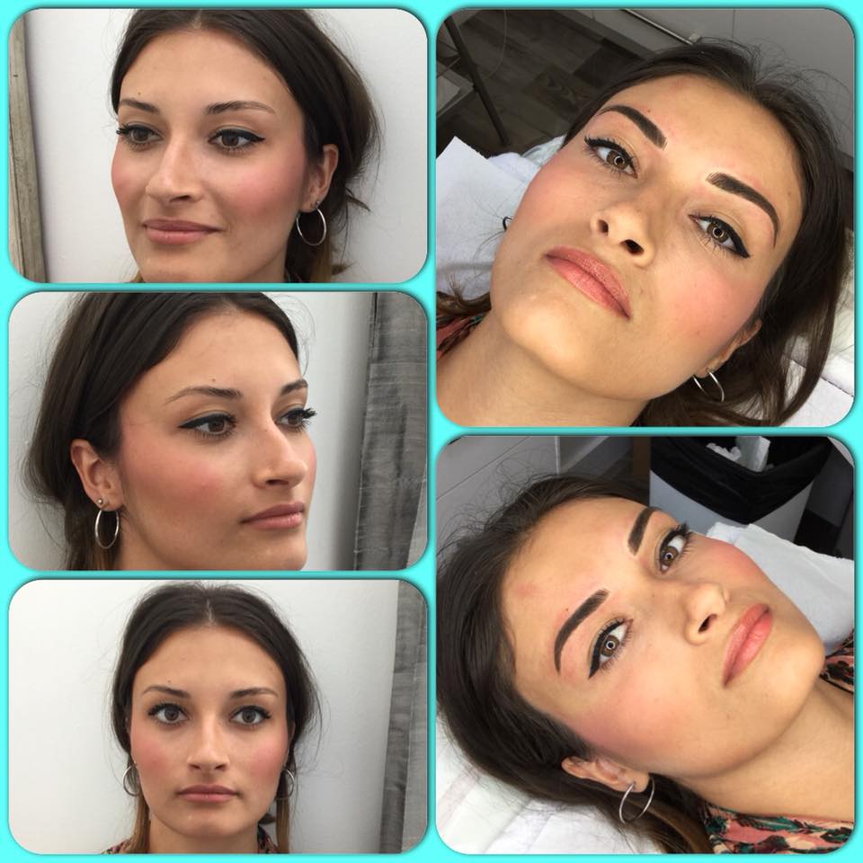 Healed PMU brows using a 70% Eboni Express and 30% Navajo Brown mix by Lindsay Lambert, offering a deep, neutral tone.