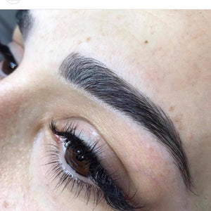 Healed brows after one session using Velvet Ebony Brown with 10% Ultra Gray, by Suzie MacIntosh.