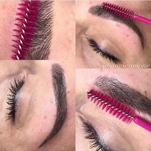 Healed combo brows created using Espresso and Ultra Gold PMU pigments by Angie Simone.

