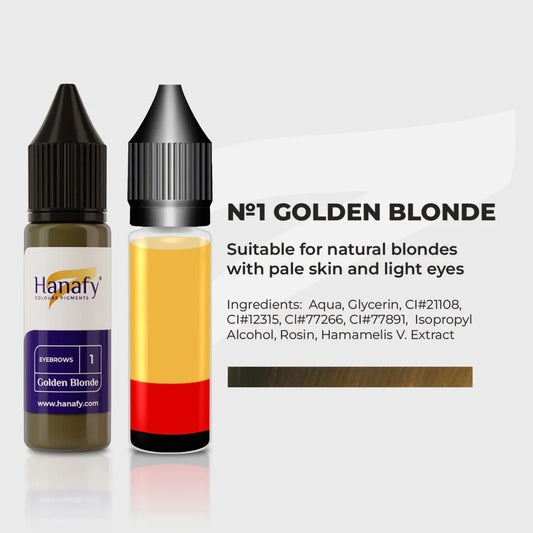 Blonde PMU pigment for eyebrow microblading and tattooing, best for fair skin and blonde clients.