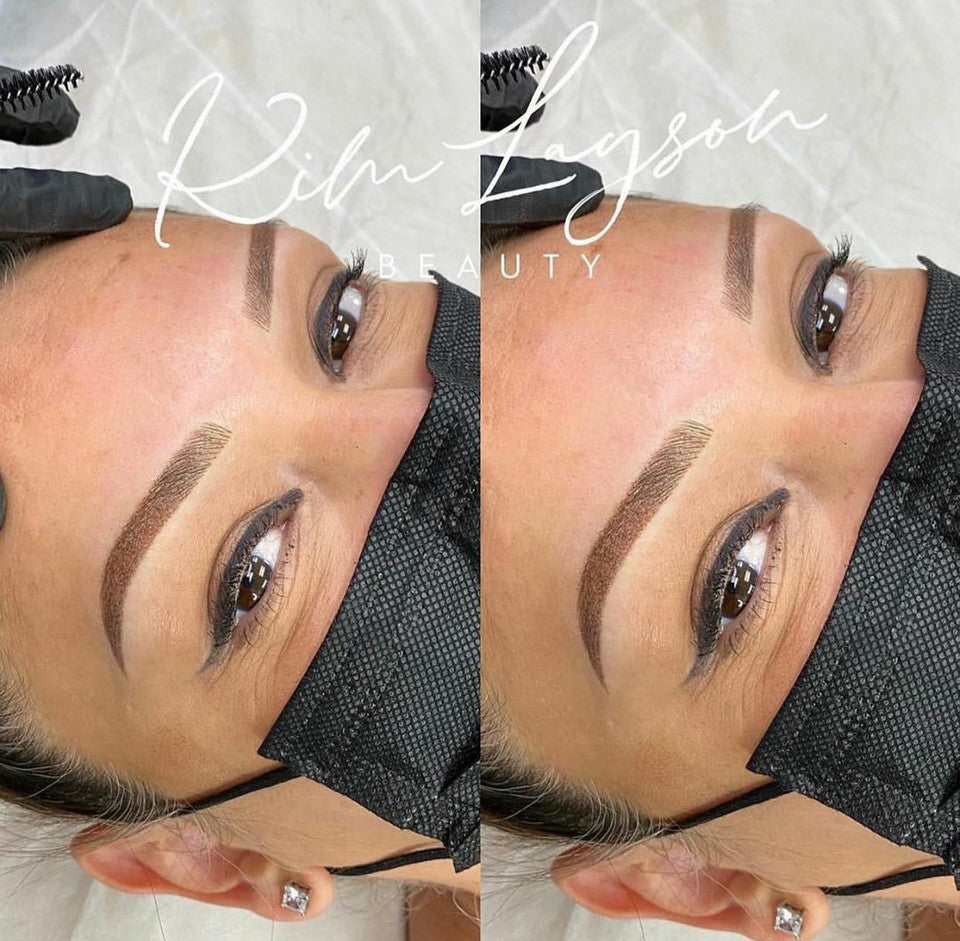Healed ombré brows created by Kim Layson using Li Pigments Loaded pigments for permanent makeup found at Girlz Ink