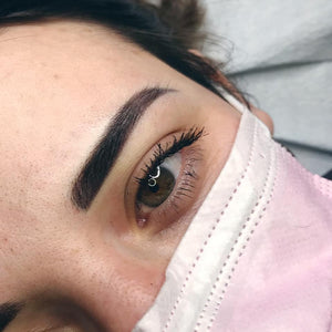 Healed brows using Loaded Sundown layered with Outlaw Brown by artist Kaety Bowers.