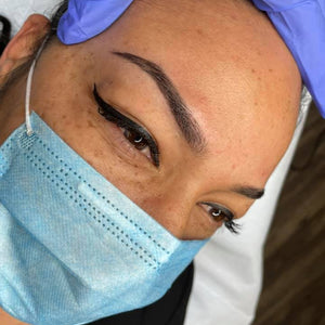 Healed brows using Loaded Sundown pigment with Warm Sunset by artist Jenny Lind