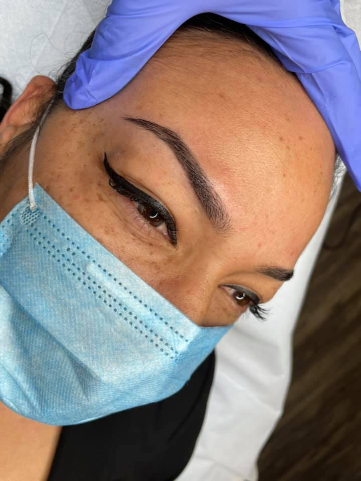 Healed brows using Loaded Sundown pigment with Warm Sunset by artist Jenny Lind