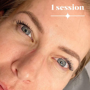 Healed eyebrow tattoo results after one session using LI Loaded Cowgirl pigment.