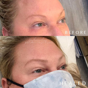 Gorgeous healed brow results using LI Pigments Sage, performed by Sylvana Kotila using Girlz Ink’s top-rated PMU pigment