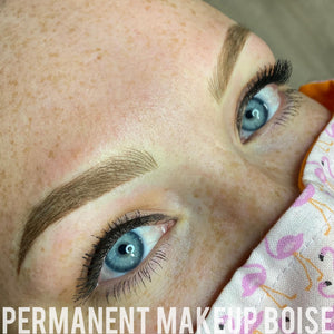 Healed eyebrow tattoo using LI Loaded Cowgirl pigment on cool-toned skin, work by Tara Thomason.