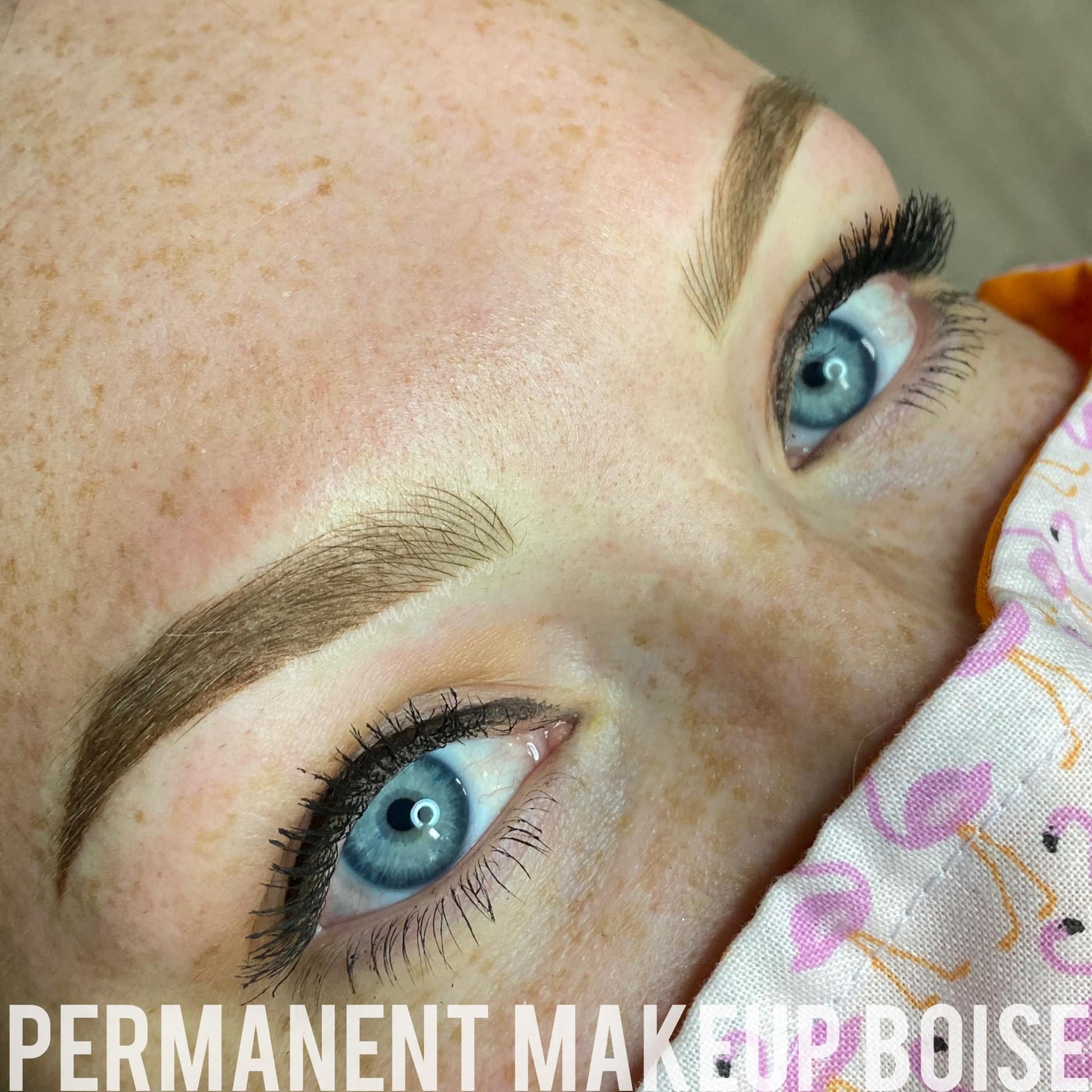 Healed eyebrow tattoo using LI Loaded Cowgirl pigment on cool-toned skin, work by Tara Thomason.