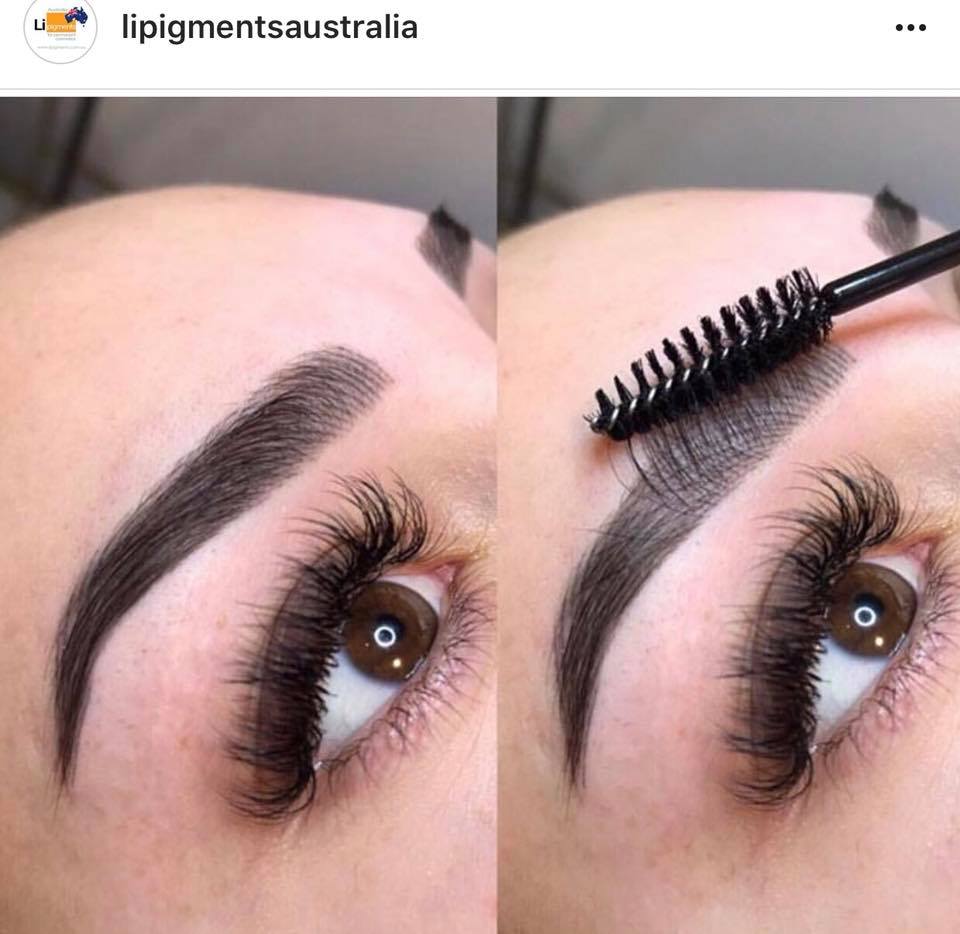 Healed permanent brows created using Velvet Ebony Brown mixed with Ultra Gray by Suzie MacIntosh.