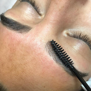 Healed microblading results on oily skin using Velvet Ebony pigment with a cool modifier, by Suzie McIntosh.