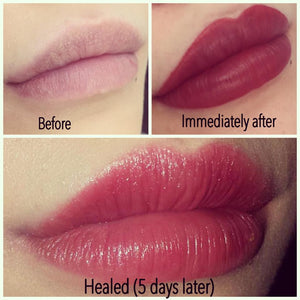 Healed lips 5 days after using a 75/25 mix of Fine Wine and Berry Persistent pigments