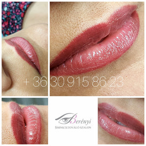 Balanced pink-toned healed lips using a 50/50 blend of Fine Wine and Watermelon Lip Candy pigments

