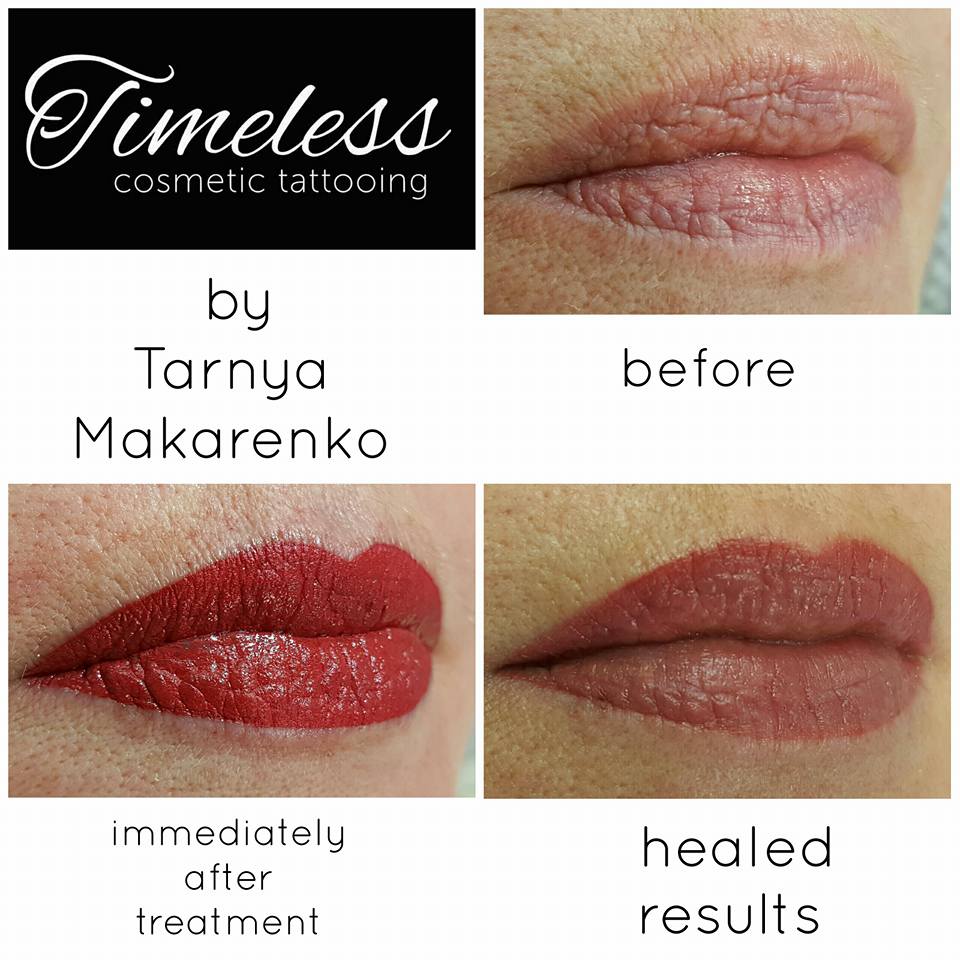 Healed lips after one session using 95% Luscious Raspberry and 5% Purple Gone, single needle and micro configuration